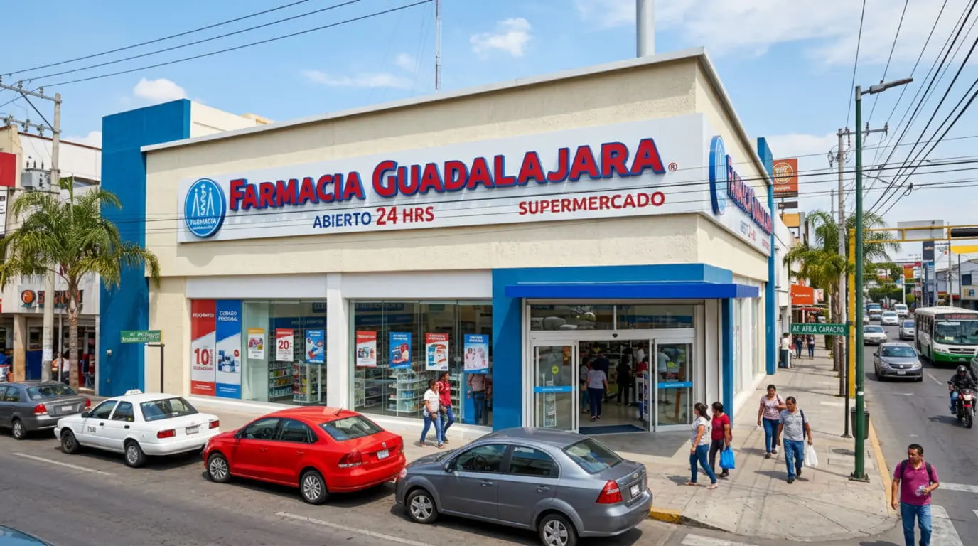 Sucursal de farmacia con anaquel de suplementos para articulaciones