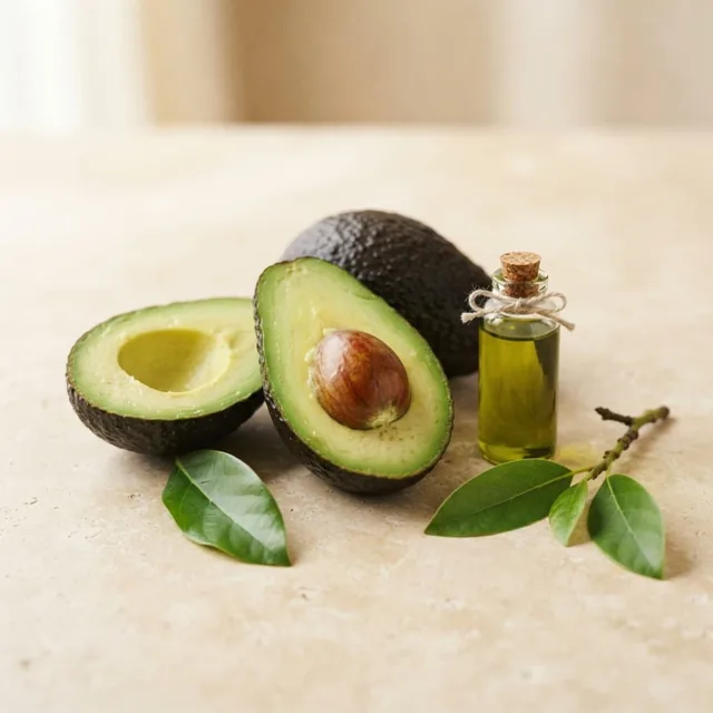 Mobiflex: aguacate partido con aceite, ingrediente de la fórmula