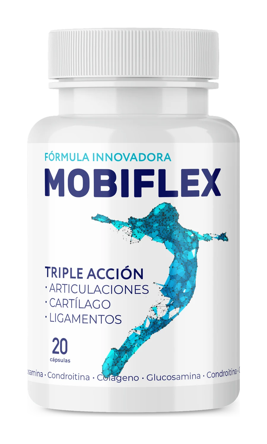 Mobiflex — suplemento alimenticio en cápsulas para articulaciones, frasco con 20 cápsulas